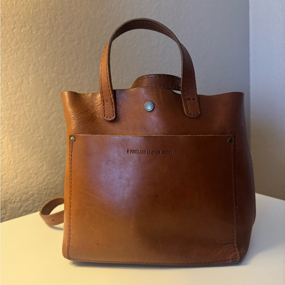 Portland Leather Mini Crossbody Tote in Honey